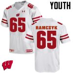 Youth Wisconsin Badgers NCAA #65 Ryan Ramczyk White Authentic Under Armour Stitched College Football Jersey BX31B46EB